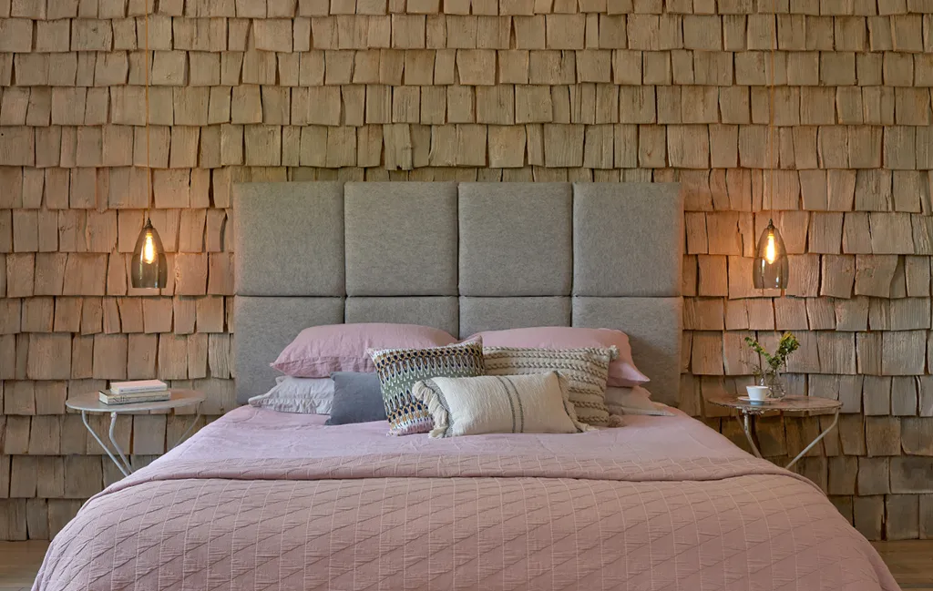 Cosy bedroom lighting with Upton pendant lights casting a warm glow.