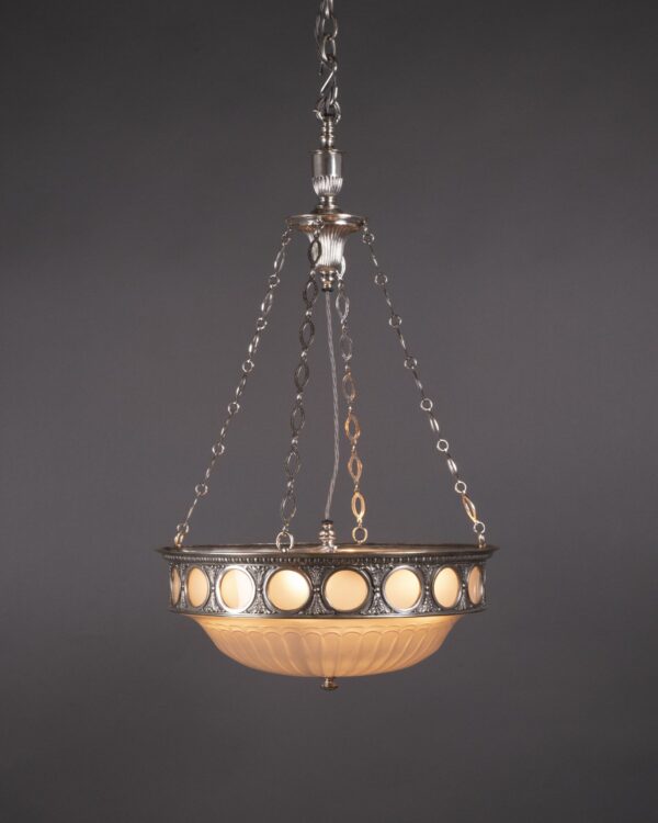 F&amp;C Osler Antique Ceiling Light with Satin Glass Bowl