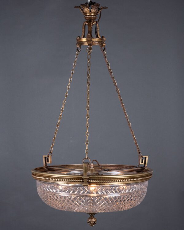 Osler Antique Brass Ceiling Light with Cut Glass Bowl