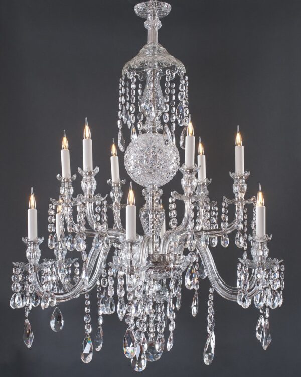 Perry &amp; Co 12 Branch Antique Crystal Chandelier