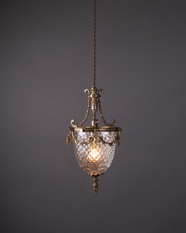 Osler Antique Brass Ceiling Light with Hobnail Cut Glass Shade