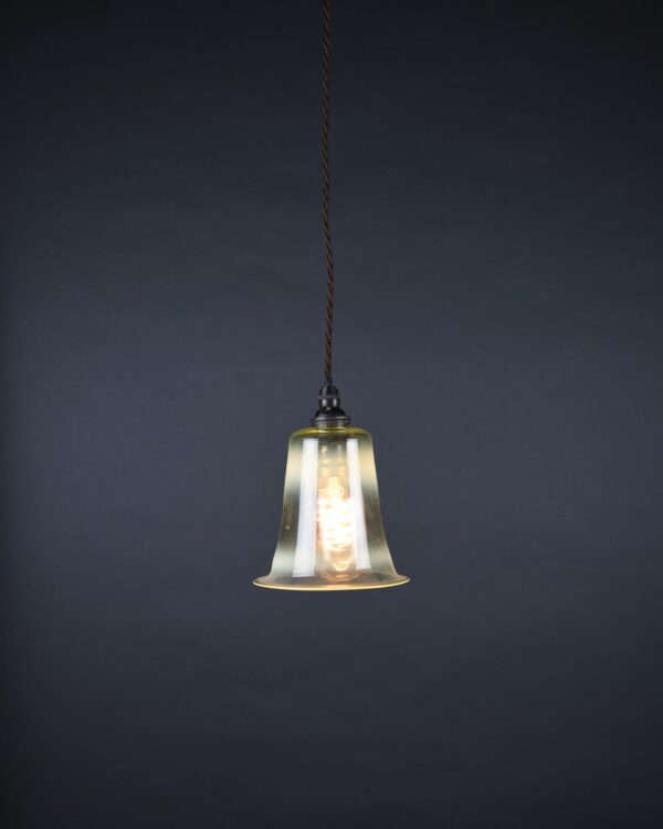 Elongated Antique Vaseline Glass Pendant Light