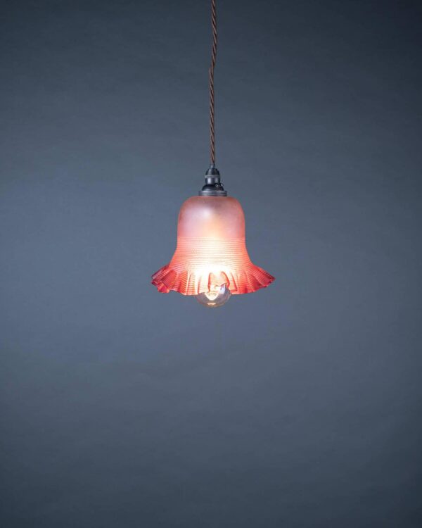 Frilled Glass Cranberry Pendant Light