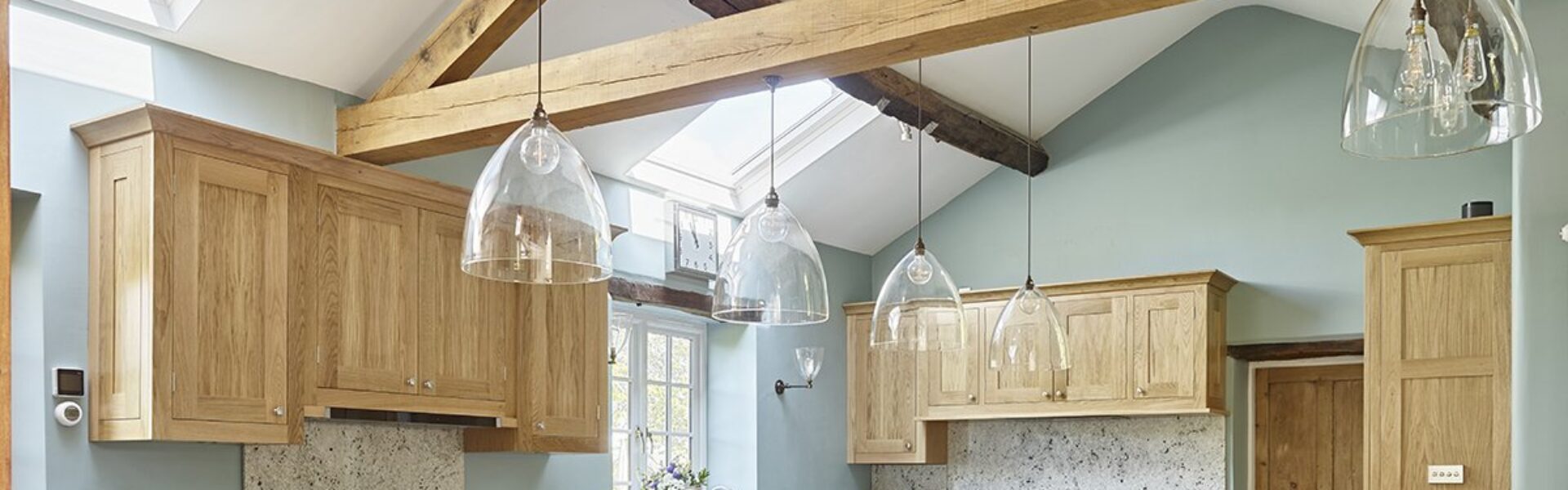 Our beautiful Ledbury pendant lights in a luxury shaker style kitchen