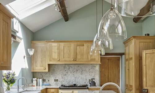 Our beautiful Ledbury pendant lights in a luxury shaker style kitchen