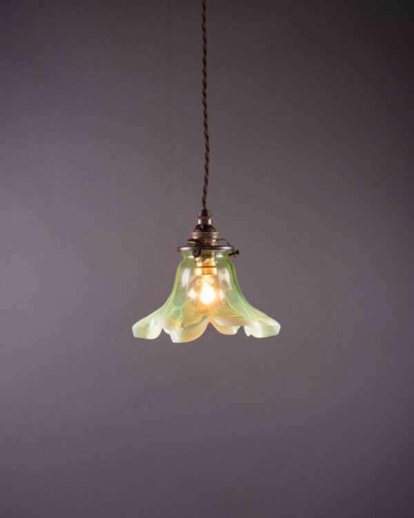 Antique Vaseline Glass Petal Pendant Light