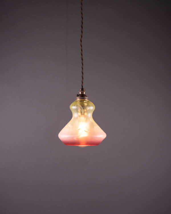 Antique Vaseline &amp; Cranberry Glass Pendant Light